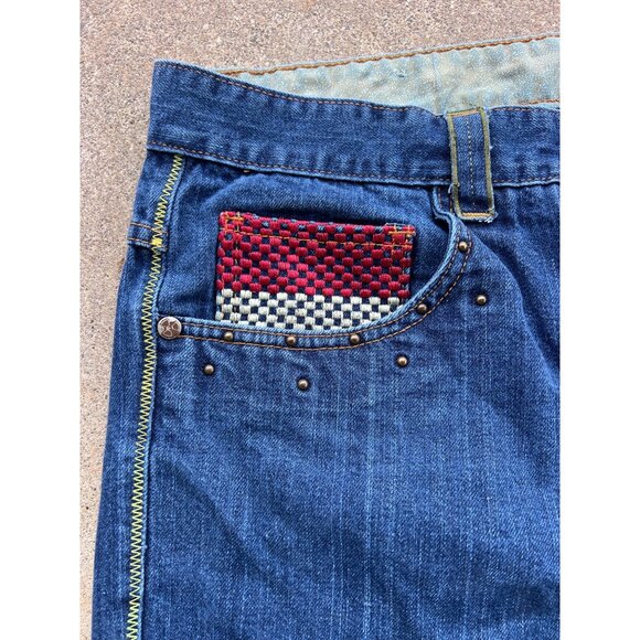 Vintage Mens Jeans With Embroidered Details 42 Rivet Accents Y2K Baggy G3 - Picture 3 of 8